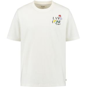 O-hals shirt finn sketched flowers wit