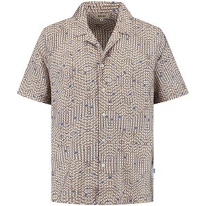 Shiwi - Vic - Overhemd - Beige/Blauw/Zwart/Offwhite - Viscose, Knoopsluiting, Comfort Fit