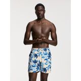 Men - MIKE - Zwembroek - Blauw - 7 inch - Bloemblad Patroon