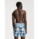 Men - MIKE - Zwembroek - Blauw - 7 inch - Bloemblad Patroon