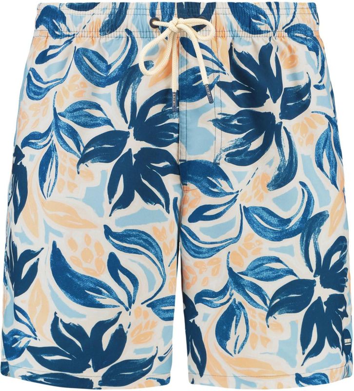 Men - MIKE - Zwembroek - Blauw - 7 inch - Bloemblad Patroon