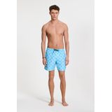 MIKE - Zwembroek - Blauw - Gerecycled Polyester - Koraal Patroon