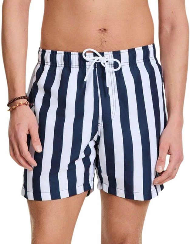 Men - Broad Stripe - Zwembroek - Donker Blauw - Gerecycled Polyester