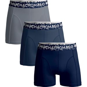 Muchachomalo heren boxershorts (3-pack), heren boxers normale lengte Solid, donkerblauw, blauw, grijs