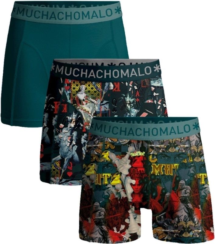 Muchachomalo - Chessplay - Boxershorts - Print Print Green - Katoen/Elastaan - 3-Pack