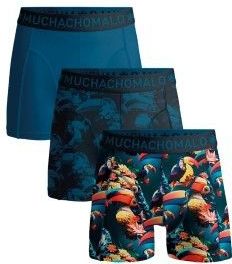 Muchachomalo - Solid Print - Boxershorts - Print Blue - 3-Pack - Katoen