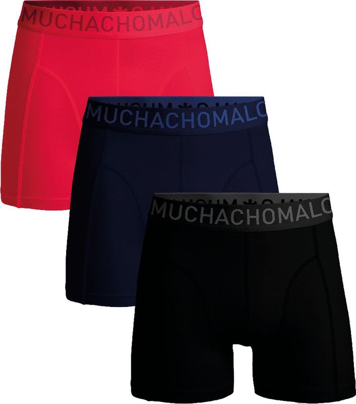 Muchachomalo - Microfiber - Boxershorts - Zwart Blauw Rood - 3-Pack, Ademend, 88% Polyamide, 12% Elastaan