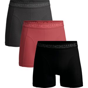 Muchachomalo - Solid - Boxershorts - Zwart Rood Grijs - 3-Pack