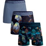 Muchachomalo Boxershorts 3-Pack Deep Sea Mountaintops Print/Print/Blue