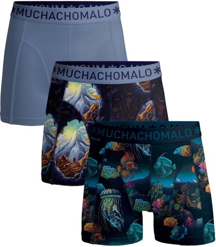 Muchachomalo - Deep Sea Mountaintops - Boxershorts - Print/Print/Blue - 3-Pack