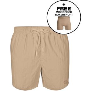 Muchachomalo Heren Zwembroek - 1 Pack + Boxershort - Maat M - Beige - Mannen Zwembroek
