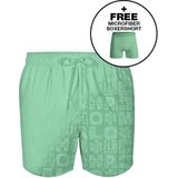 Muchachomalo Heren Zwembroek Groen Print + Gratis Microfiber Boxershort
