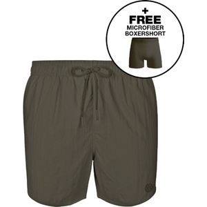 Muchachomalo Heren Zwembroek - 1 Pack + Boxershort - Maat M - Legergroen - Mannen Zwembroek