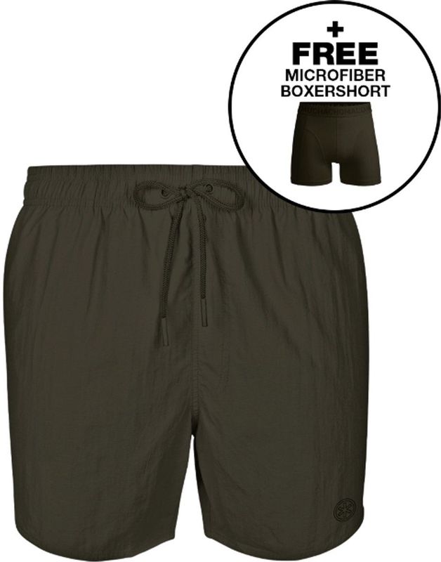 Muchachomalo Jongens Zwembroek - Legergroen - 100% Polyester - Inclusief Boxershort