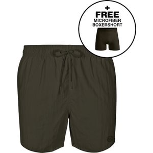 Muchachomalo Jongens Zwembroek + Boxershort - Maat 176 - Legergroen - Boys Swimshort