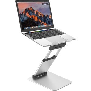 Ergonomische Laptop Standaard Verhoger - Zit Sta Bureau Stand - Inklapbaar en Verstelbaar - Aluminium Laptophouder – Opvouwbaar – Zilver