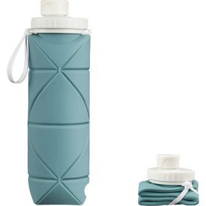 YONO Opvouwbare Waterfles - Siliconen Drinkfles voor Onderweg - Compact en BPA-vrij - 600 ML - Leisteen