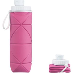 YONO Opvouwbare Waterfles - Siliconen Drinkfles voor Onderweg - Compact en BPA-vrij - 600 ML - Roze