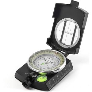 YONO Militair Kompas - Inklapbaar Kaart Compass voor Outdoor en Survival - Professioneel Metalen Design met Kaartlezer - Zwart