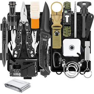 YONO Survival Kit Outdoor - Armband - Zakmes - Zaklamp - Vuurstarter - Kompas - Nooddeken en meer - XL Set