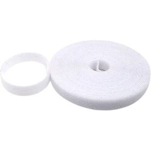 25 Meter 1cm Dubbelzijdig Klittenband Wit Kabelbinder