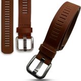 Arieszzz - Heren Riem - Leren Riem - Lederen Riem - Past Altijd - Mat Cognac - 115 cm - 4 cm breed - Cognac - Totale lengte 130 cm