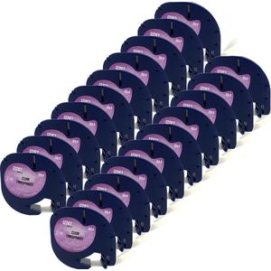 DULA - Dymo LetraTag 12267 labels - Zwart op Transparant - 12mm x 4m - 20 Stuks