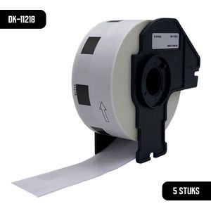 DULA Brother Compatible DK-11218 - Voorgestanst rond label - 5 rollen - Diameter 24 mm - 1000 labels per rol - Zwart op wit - Papier