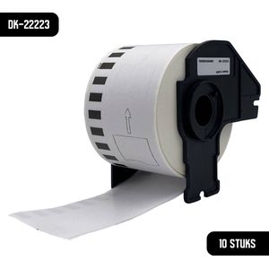 DULA Brother Compatible DK-22223 - Doorlopende labelrol - 10 rollen - 50 mm x 30,48 m - Zwart op wit - Papier