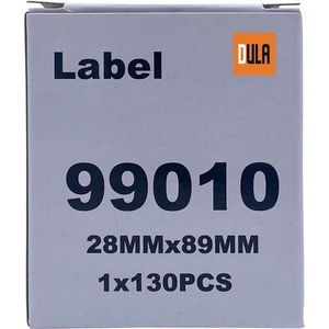DULA Dymo Compatible labels - Wit - 99010 - S0722370 - Adresetiketten - 3 rollen - 28 x 89 mm - 130 labels per rol