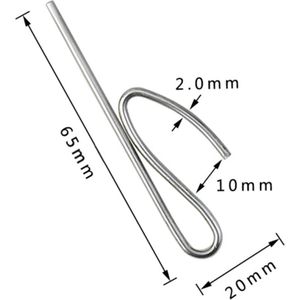 FSW-Products - 10 Stuks - Inschuif Kuifhaken - Kuifhaak - 65x25 mm - RVS - Profielkuifhaken - Schelphaken - Gordijnhaken - S Vorm - Plooihaken - Gordijn Haakjes - Prikhaak Gordijnband