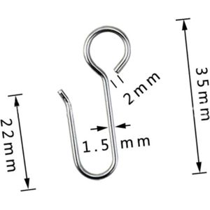 FSW-Products - 10 Stuks - Inschuif Kuifhaken - Kuifhaak - 35x10 mm - Profielkuifhaken - Schelphaken - Gordijnhaken - S Vorm - Plooihaken - Gordijn Haakjes - Prikhaak Gordijnband