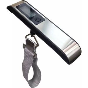 IMTEX Digitale hang koffer weegschaal - mini Bagageweger - met Lcd scherm - max 50kg - Incl.Batterijen - Zilver / Zwart