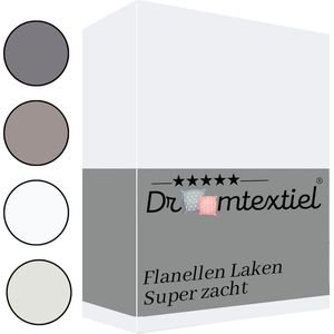 Droomtextiel - Flanellen Laken - Wit - Eenpersoons 150x260 cm - 100% Katoen
