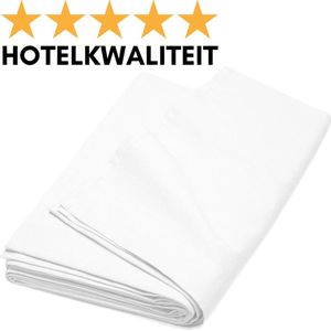 Droomtextiel Zachte Katoenen Laken Wit Tweepersoons - 200x260 cm - Hoogwaardige Kwaliteit
