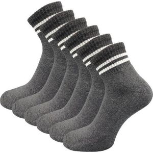 6 paar Badstof Quarter Sneakersokken - SQOTTON® - Grijs