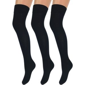 SQOTTON - Overknee Kousen - Zwart - Katoen - 3 Paar