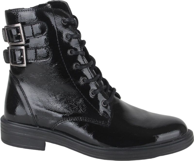 Ti Comos - 2510004-001 Enkellaarzen - Zwart - Lak - Textiel Voering - Rubber Zool