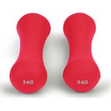 Dumbbell set 6 kg - 2 x 3kg - Neopreen Donker roze - Fitness gewichten