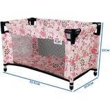 Poppenbed met accessoires - Roze bloemen - 52,5 x 30,5 x 32 cm