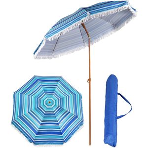 Parasol 180 cm - strandparasol met tas - multi blauw