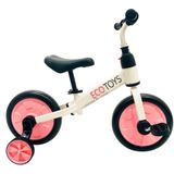Loopfiets kinderfiets - met zijwieltjes - 12 inch - wit roze