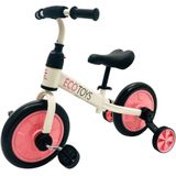 Loopfiets kinderfiets - met zijwieltjes - 12 inch - wit roze
