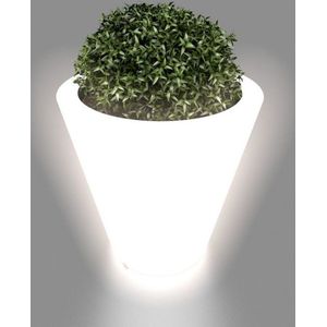 Bloempot wit met LED-verlichting 50 cm hoog