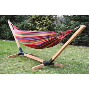 Hangmat - 200 x 85 cm – katoen - rood gestreept