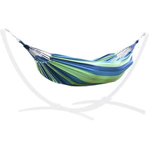 Hangmat standaard grijs tot 220 kg - inc blauw-groene hangmat 220 x 160 cm