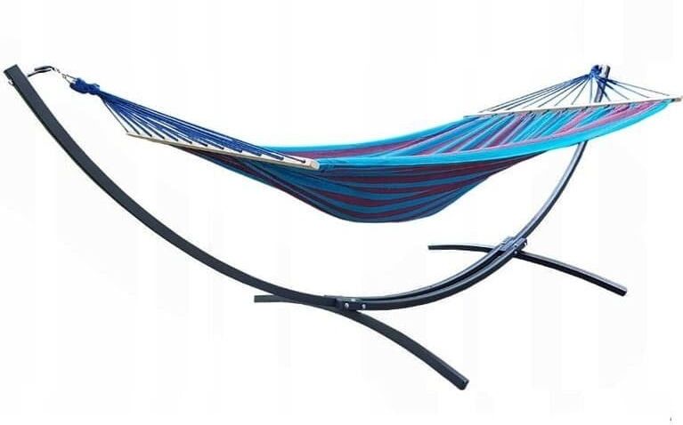 Hangmat standaard - zwart - incl. blauw paars hangmat - 220 x 160 cm
