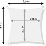 Schaduwdoek vierkant 3,6 x 3,6 m – Beige – Zonwering zeil