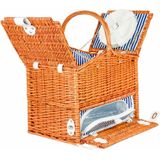 Rieten picknickmand XL 4-persoons + servies & thermotas