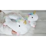 Eenhoorn - Pantoffels - Wit - Sloffen - One Size